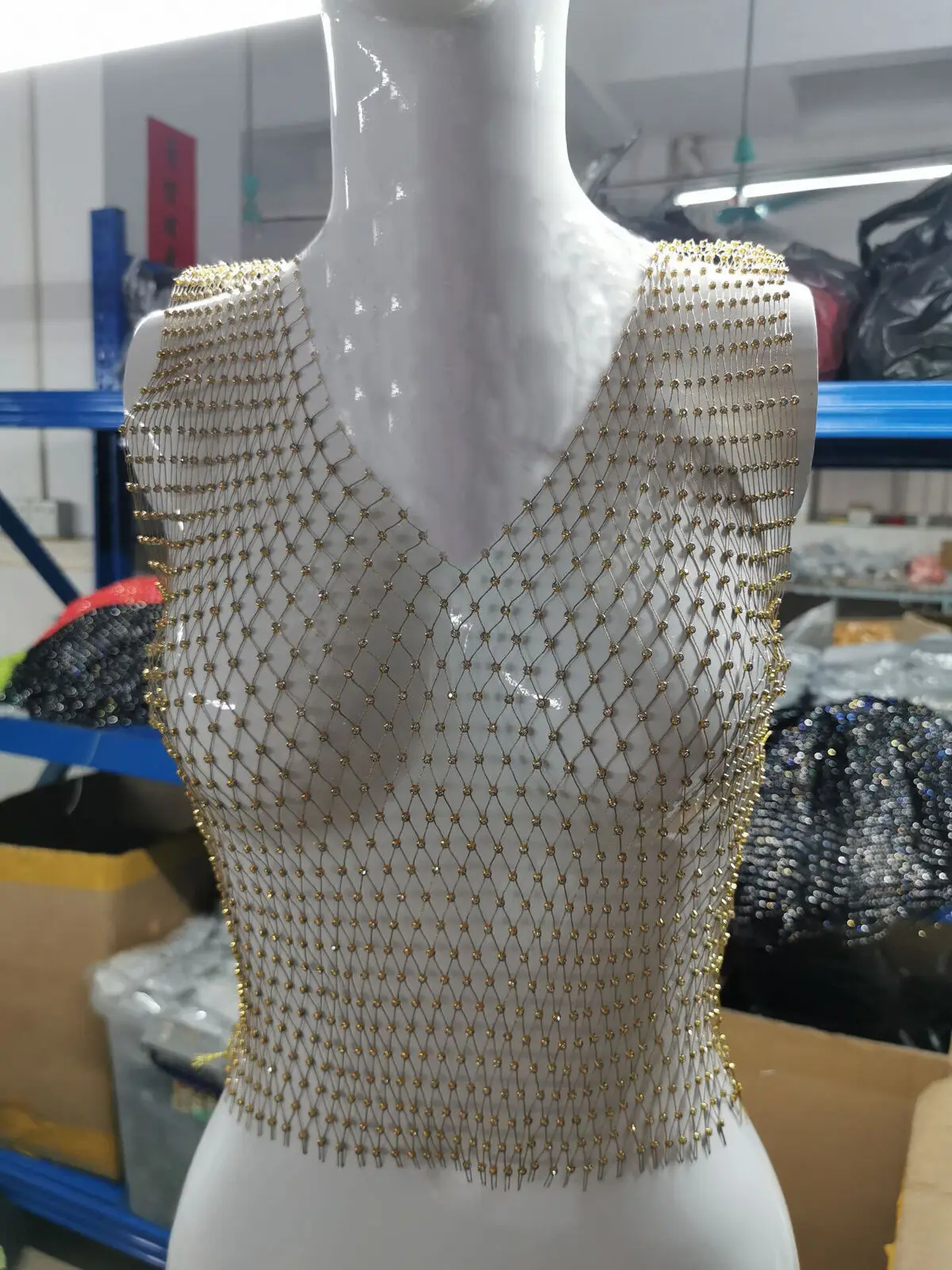 V Neck Gold 2 стильные женские топы с блестками и сеткой, без рукавов, свободный короткий топ, рубашка, жилет, прозрачная одежда с круглым вырезом - Цвет: V Neck Gold