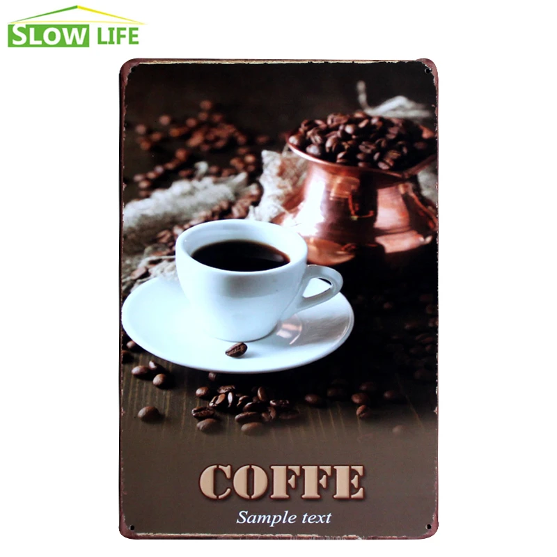 Образец текста кофе металлическая жестяная вывеска бар/кафе/Декор для стен отеля