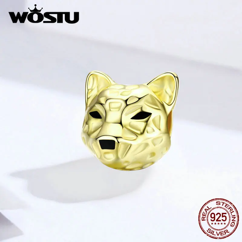 WOSTU модные золотые леопардовые бусы 100% Стерлинговое Серебро 925 пробы