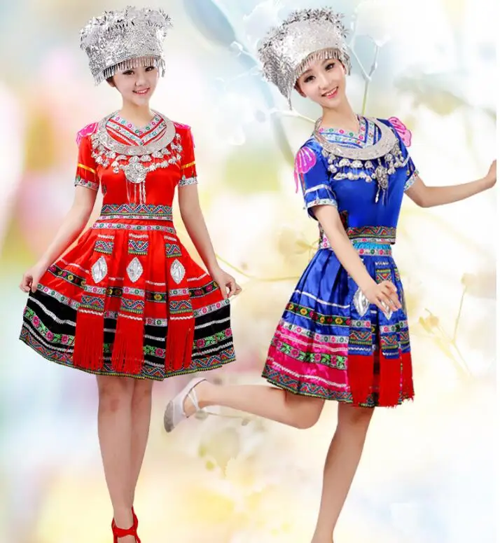 Новая мода Hmong одежда Tujia этнические танцевальные китайские танцевальные костюмы