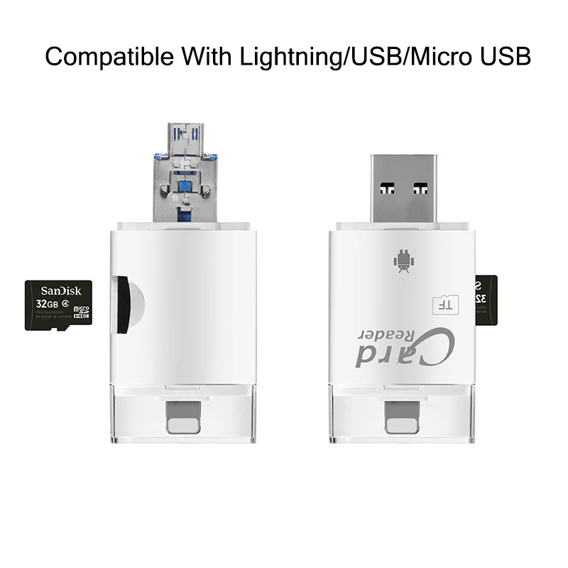 3 в 1 SD TF кардридер iOS Micro USB 2 0 Android мульти система совместимый адаптер портативный