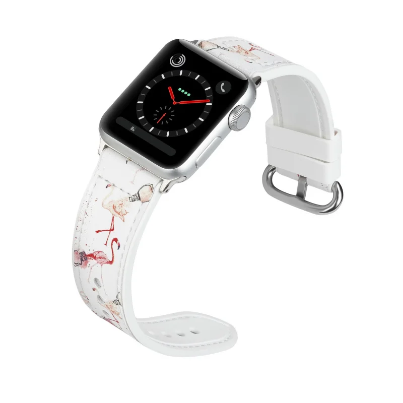 Силиконовый ремешок из натуральной кожи для Apple Watch 5, 4, 3, 2, 1, ремешок 38 мм, 42 мм, 40 мм, 44 мм, фламинго, ремешок для iWatch