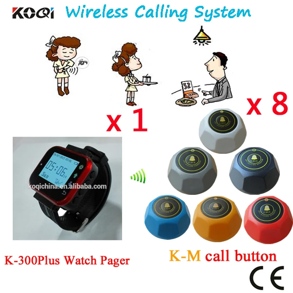

Беспроводная система пейджера часов, супер качество, китайское электрическое оборудование для обслуживания ресторанов (1 часы + 8 настольны...
