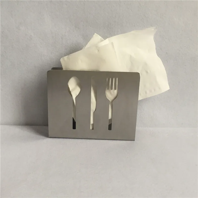 

1PCS Creative hollow stainless steel knife and fork spoon Tissue holders bar restaurant tissue holder tissue rack storage WY-010