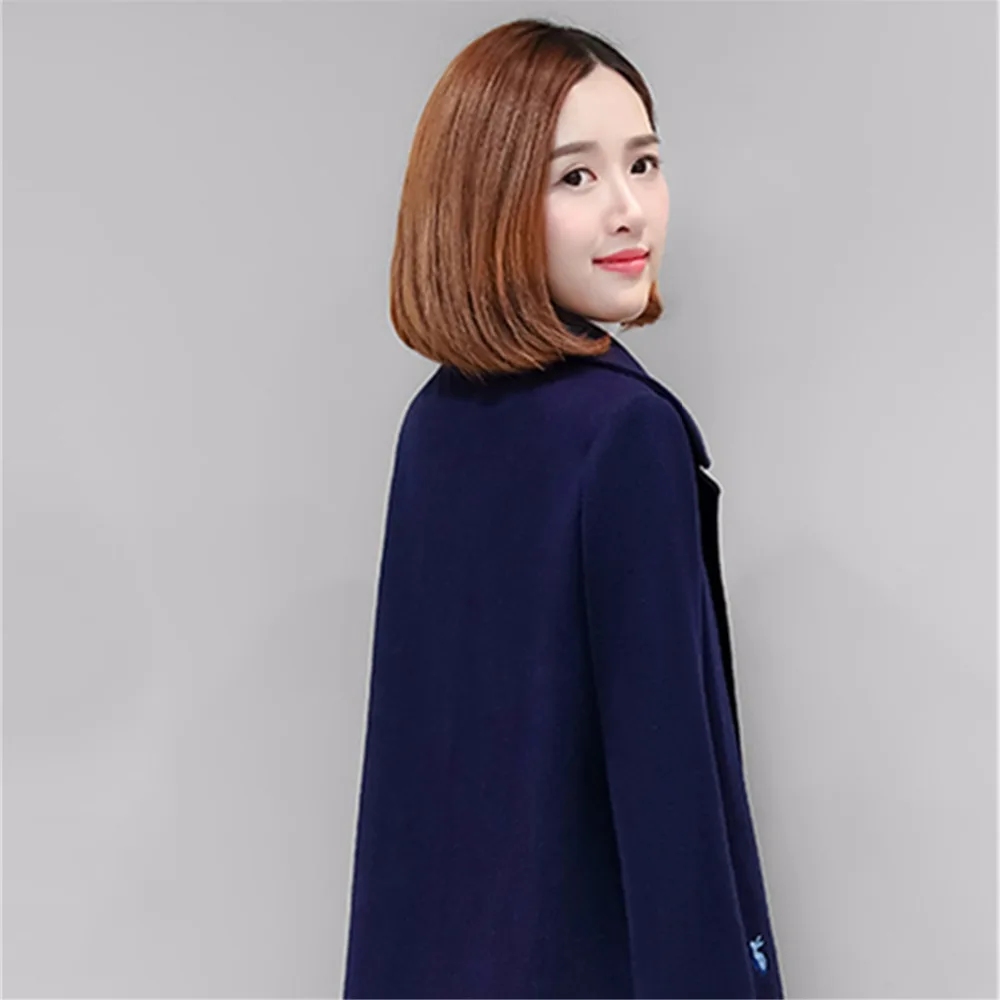 2017 Новинка зимы Для женщин модные тонкие шерстяные пальто Шерстяные для