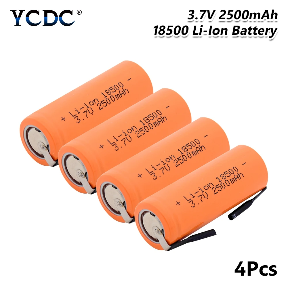 1/2/4 шт 3,7 V 18500 2500mAh литий-ионный батареи с 2 вкладки для е-байка фонарик Фонарь Vape светодиодный светильник 2500 мА/ч, литий Батарея