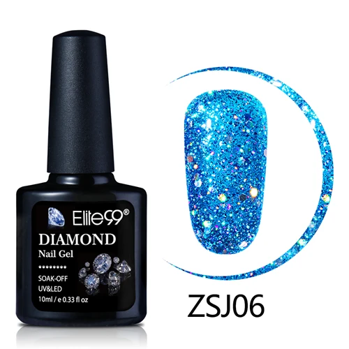 zsj06-10ML Elite99, 10 мл, Алмазный цветной гель для ногтей, УФ светодиодный Гель-лак, блестящий блеск, блестки, впитываемый базовый топ, грунтовка, Гель-лак для нейл-арта, лак - Цвет: zsj06-10ML