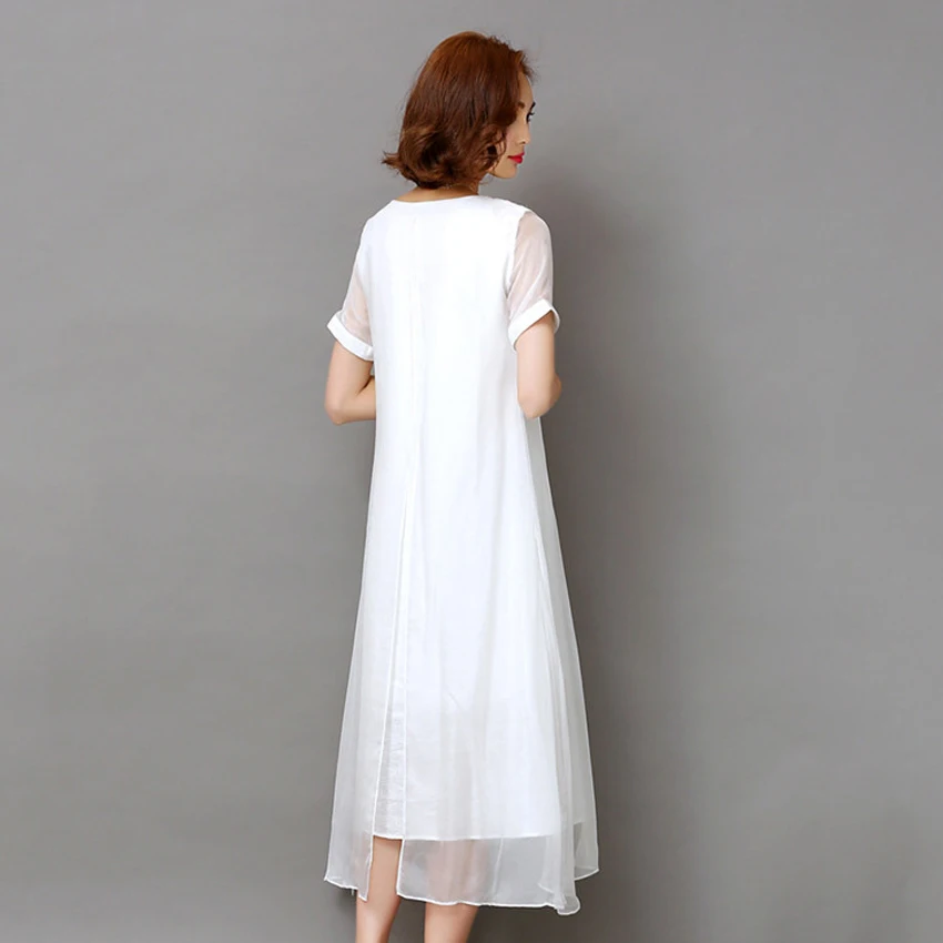 Плюс размеры 4XL Платья для женщин летние Винтаж женское платье белый печатных
