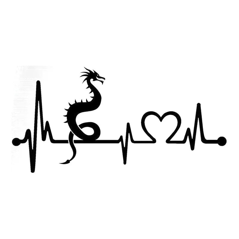 

20.3cm*10.2cm Dragon Heartbeat Lifeline Fashion Vinyl Car-Styling Stickers Black/Silver S3-4977