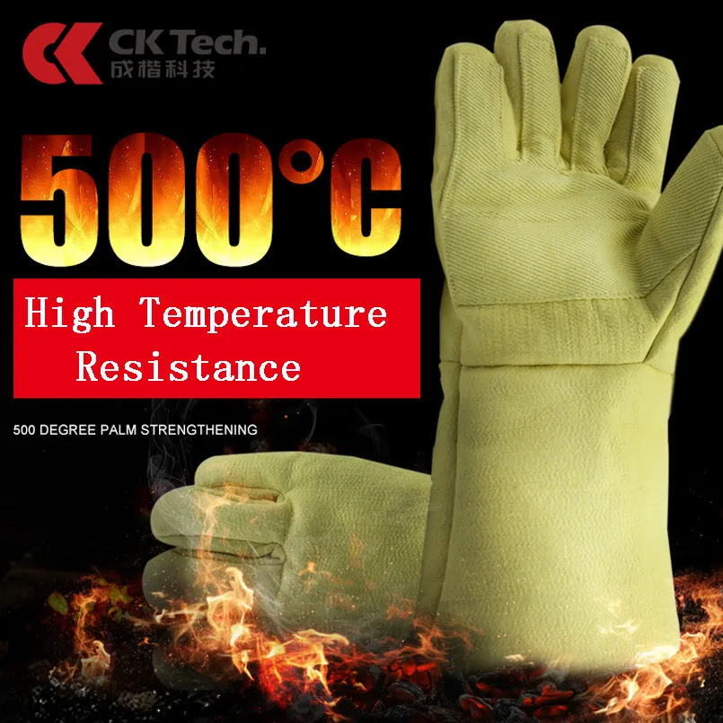 CK Tech. 500 ℃ теплоизоляционные перчатки 38 см защита от огня Огнестойкие Рабочие для