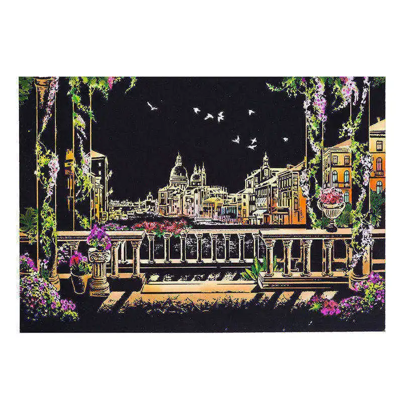 DPF colorful urban series city night scene scratching paintings around the world creative birthday gifts - Цвет: weinisishuicheng