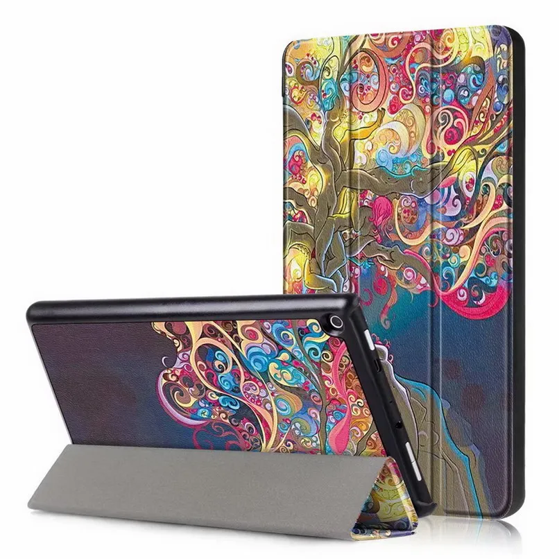 Painted 8 Чехол для Amazon Kindle Fire HD 8 искусственная кожа авто-сон/Пробуждение Магнитный чехол для Amazon Fire HD8 Чехлы для планшетов+ подарок - Цвет: Painted 8