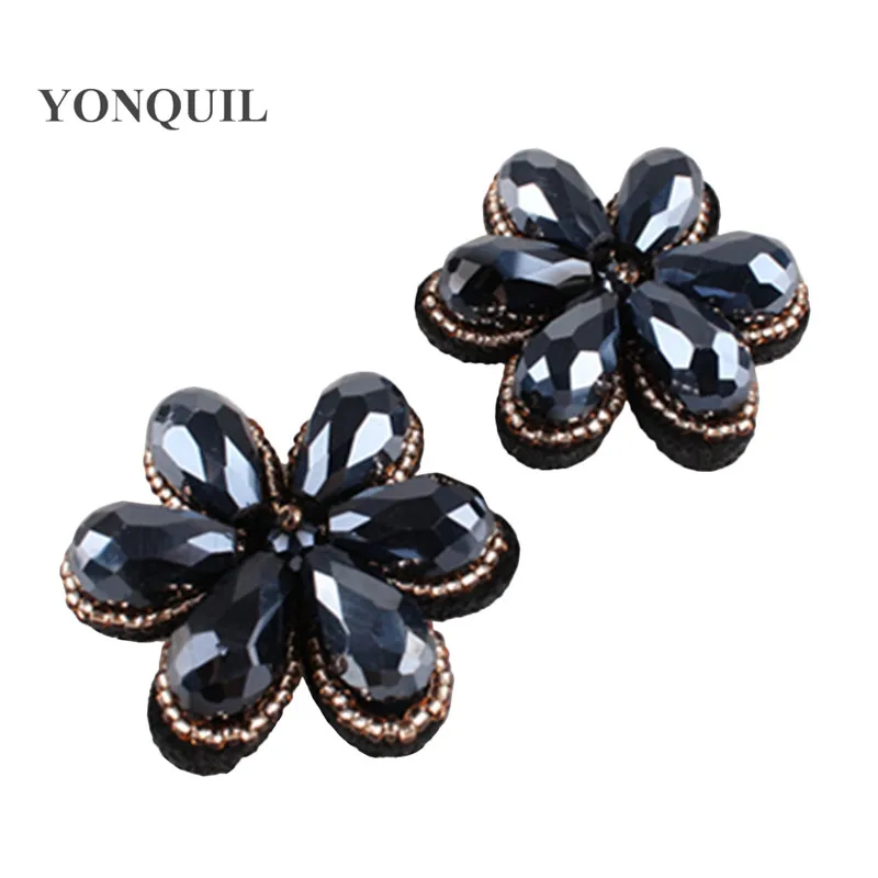 

12Pcs/Lot Bead Caps Rhinestone Patch 4.5 CM Size Clothing Sewing on Patch Beading Applique Shoes Bags DIY Accessories SYBB123