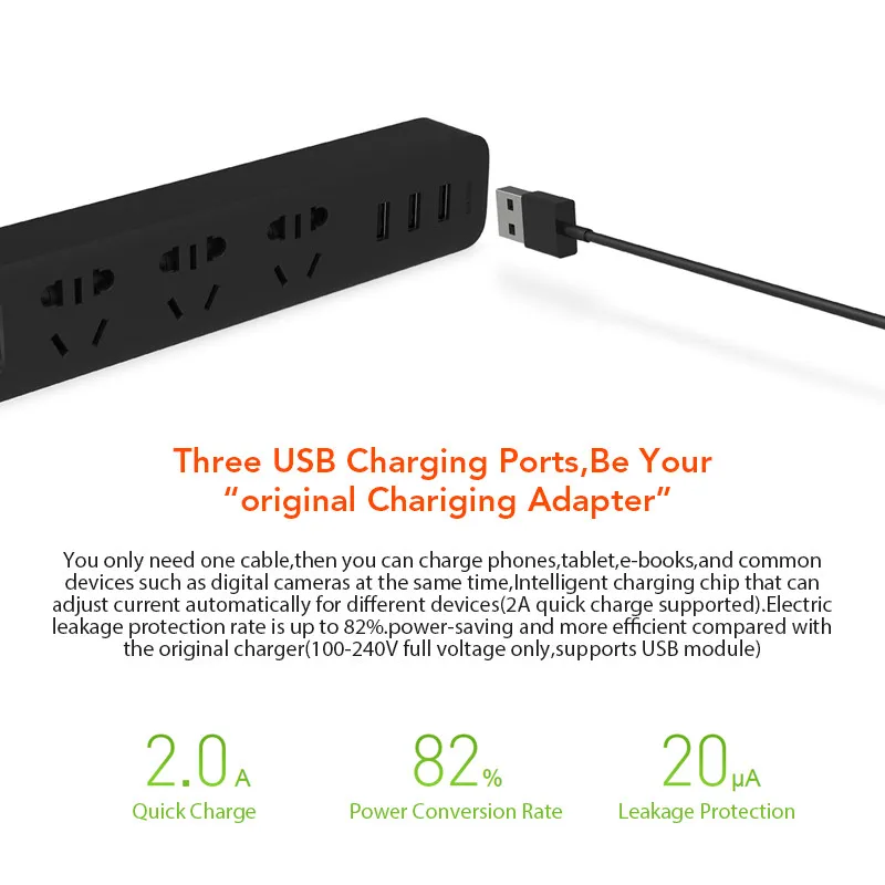 Удлинитель Xiaomi Mijia с 3 USB портами на 2 а|Вилки розеткой| |