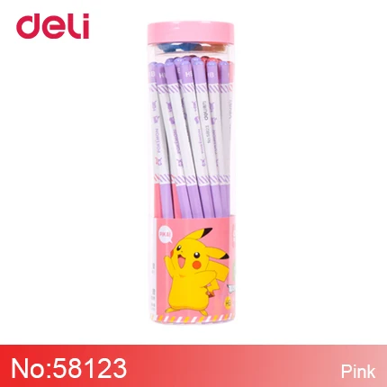Pink Deli Cute Pokemon Pikachu HB стандартная точилка для карандашей ластики безопасные нетоксичные карандаши для рисования 36/набор офисные школьные принадлежности - Цвет: Pink
