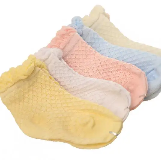 5 пар/партия носки для новорожденных, детей Для детей, на лето Cotton Candy Цвета носки с кружевной оборкой для маленьких мальчиков и девочек, толстые короткие носки для детей от 0 до 5 лет смесь цветов