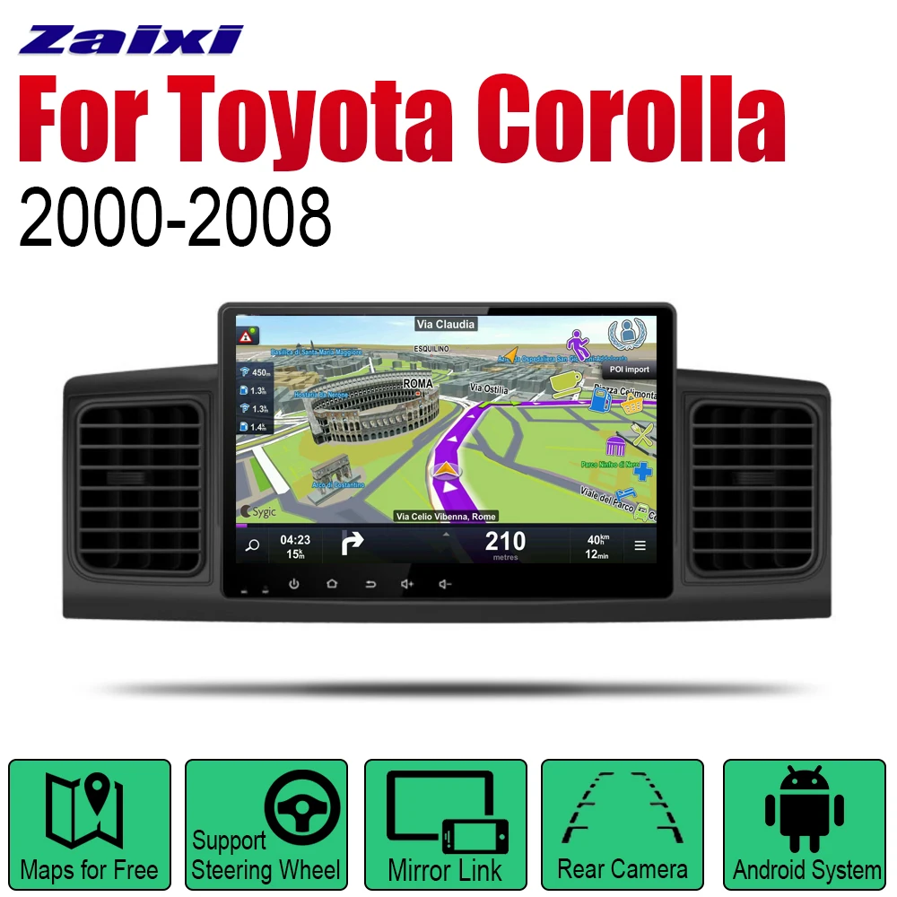 ZaiXi Android 2 Din Авто Радио для Toyota Corolla 2000~ 2008 автомобильный мультимедийный плеер gps навигационная система Радио стерео