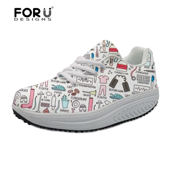 FORUDESIGNS/Женская обувь для танцев с 3D принтом в виде бутылки; весенняя женская обувь для кормления; увеличивающая рост; женская обувь на платформе для медсестры - Цвет: H8313AS