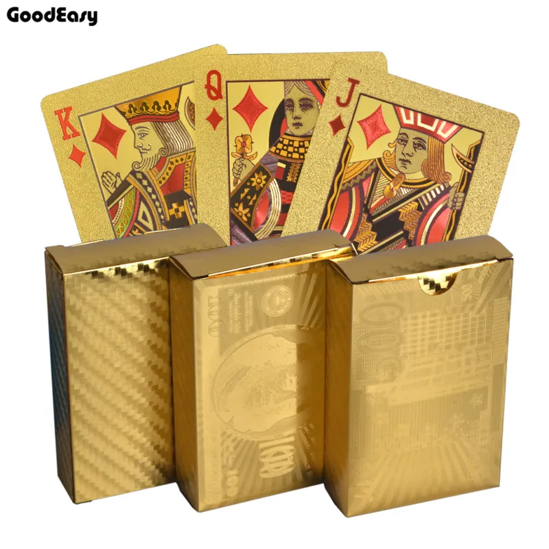 

luxury playing cards 24k pokers Waterproof gold playing cards Foil Poker PVC Magic Card Table Games Casino Accessories
