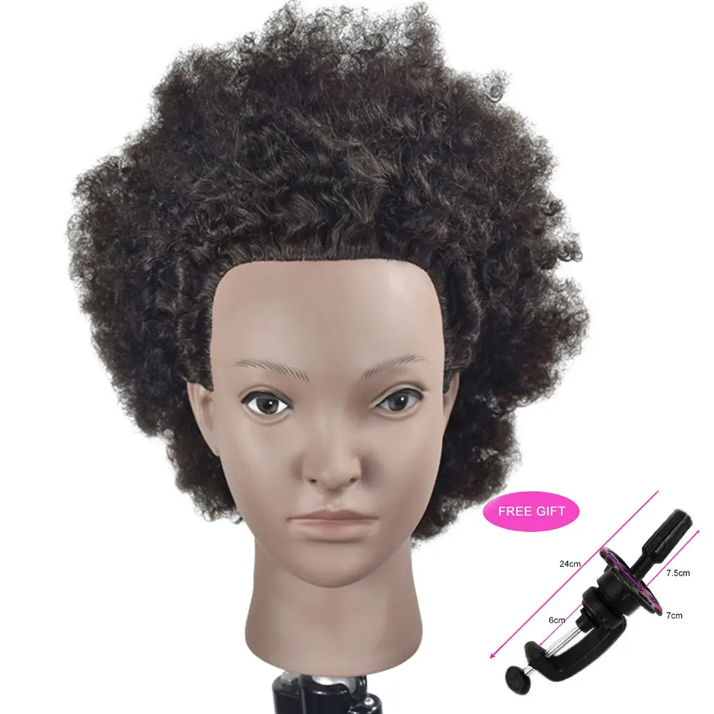 10&quot Afro Training Head Mannequin With 100% Human Hair Braiding for Barber Black Man salon Hairdressing Heads |