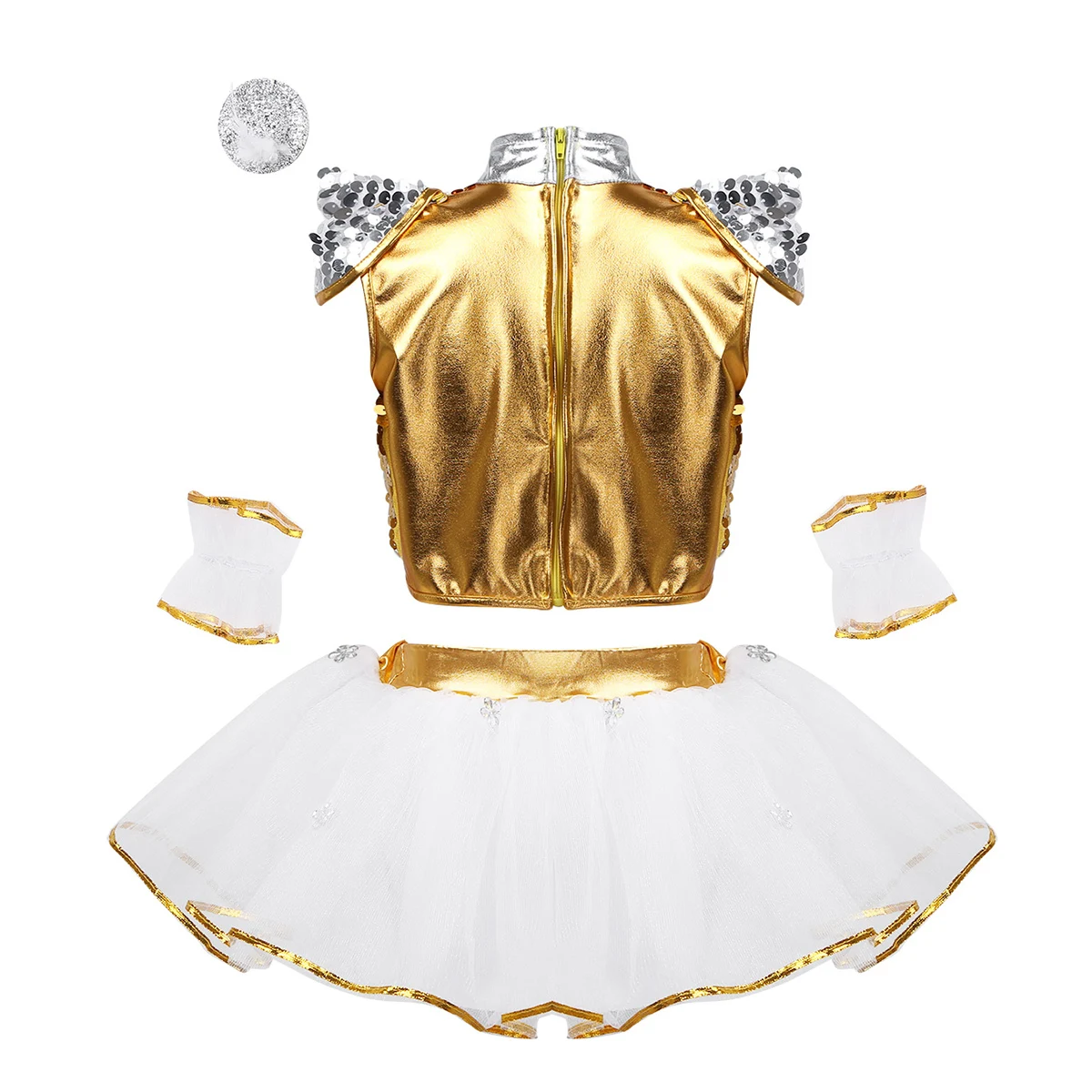 New Sequins Kids Jazz Dance Modern Cheerleading Costumes Hip Hop Girls Crop Top And Pants for Stage Performance Wear |