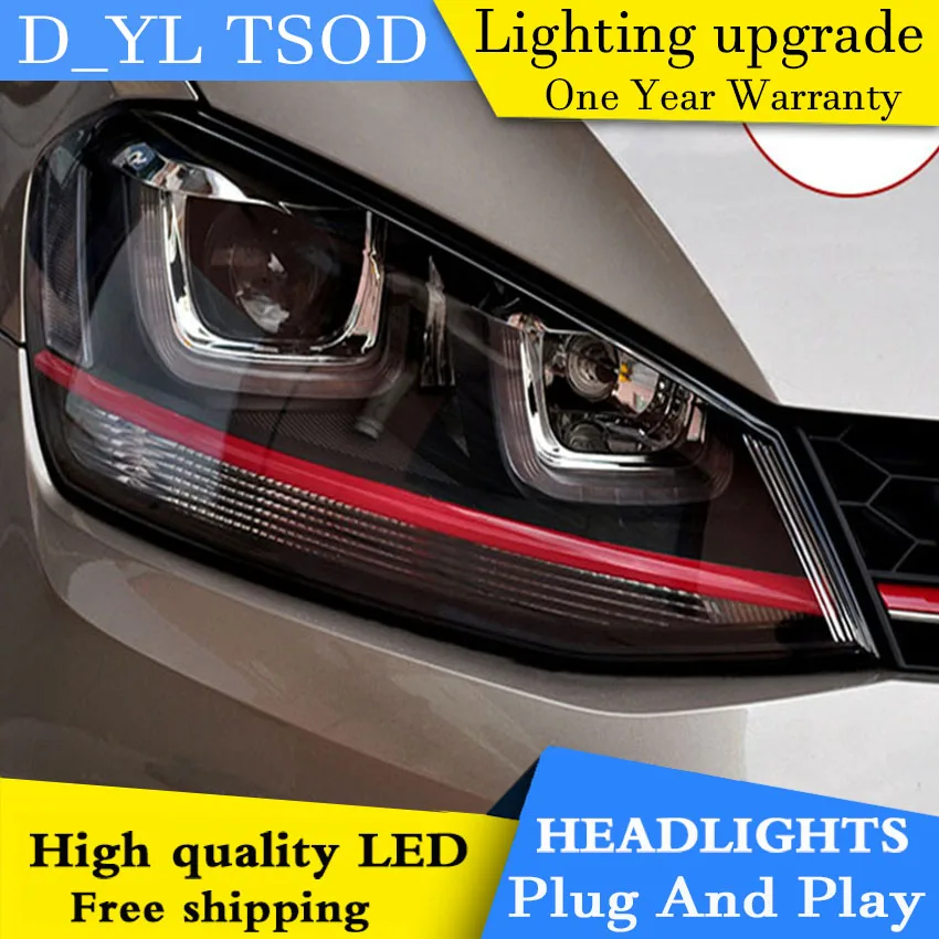 D_YL автомобильный стайлинг фары для VW GOLF 7 GOLF7 GTI 2013 15 двойные U Golf светодиодный ные Bi