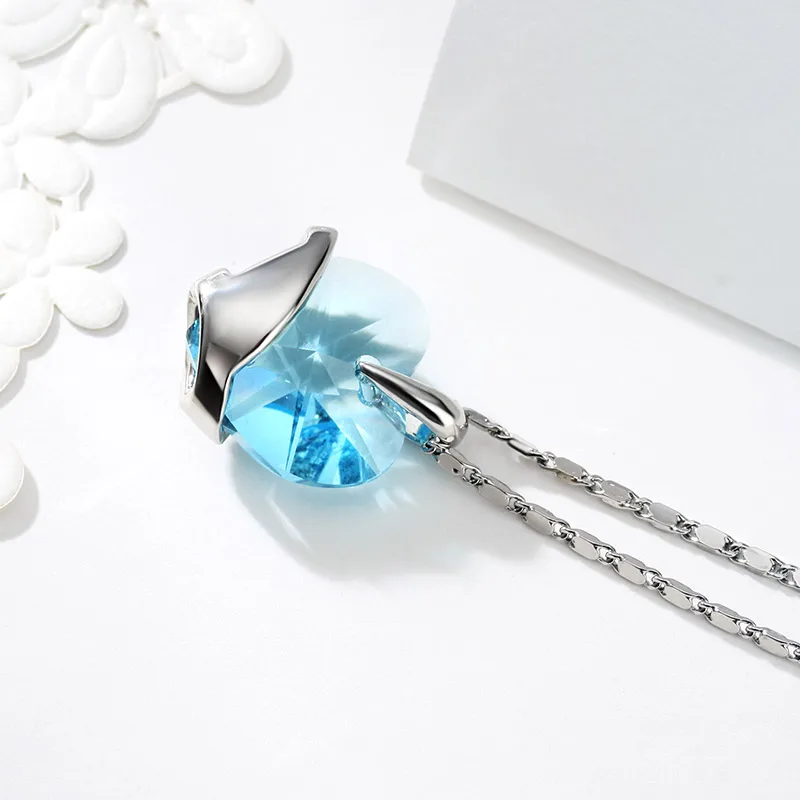 Neoglory имитация синего кристалла сердце любовь длинные Подвески Чокеры ожерелья