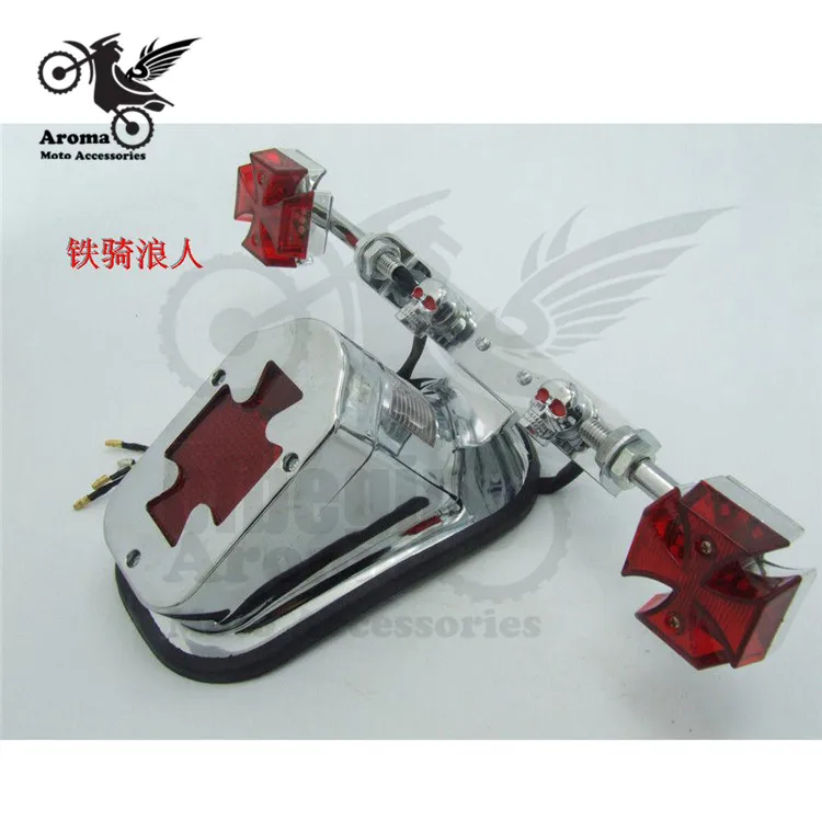 

brand Motorcycle LED Brake Light Red Rear Tail Light Chrome Cross decals motorbike turn signal light red LED For Harley Davidson