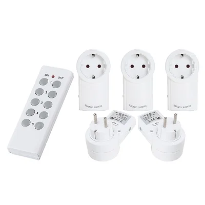 1 remote and 5socket Универсальная электрическая розетка, Беспроводная розетка, немецкая розетка, штепсельная вилка 10A 433 МГц, РЧ умная розетка, поддержка broadlink rm pro - Цвет: 1 remote and 5socket
