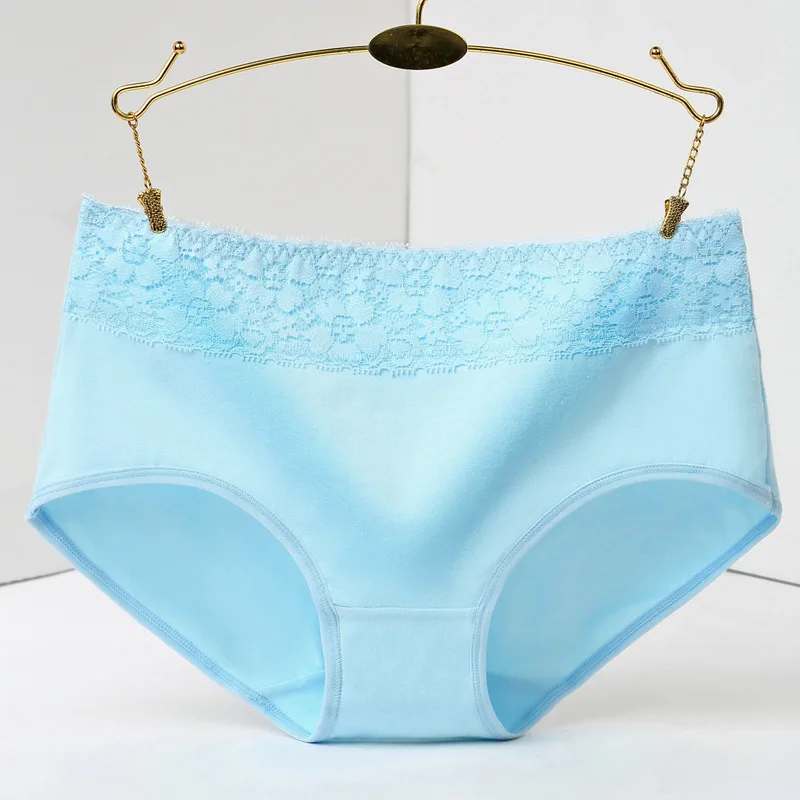 light blue Хлопковое нижнее белье женские кружевные трусы с принтом Calcinhas Lingeries розовые трусики размера плюс женские трусы - Цвет: light blue
