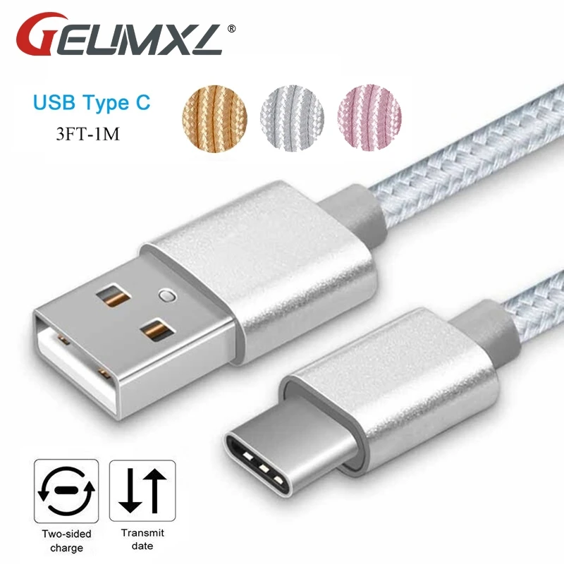 Нейлоновый кабель USB Type-C для синхронизации данных и быстрой зарядки ZenPad 3s Z582KL, BLU Pure XR, Vivo XL, Vivo 5, USB 3,1