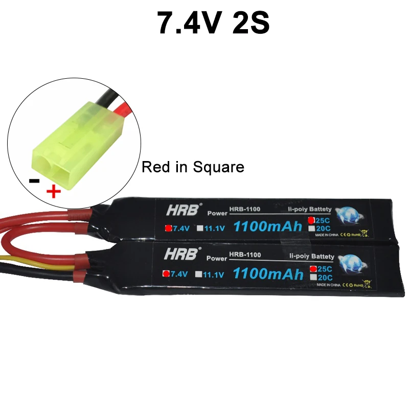 HRB RC Lipo батарея 2S 7,4 V 3S 11,1 V 1100mAh 25C разъем Tamiya Airsoft пневматические пистолеты для радиоуправляемого автомобиля fpv Дрон с 1-8S тестер напряжения