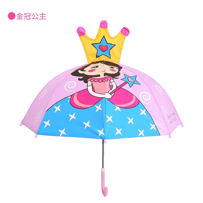 

Boys Girls Cartoon Umbrella Princess Frog Owl Tiger Duck Elephant Dinosaur Bees Student Umbrella Long Handle Sun Rain Umbrella