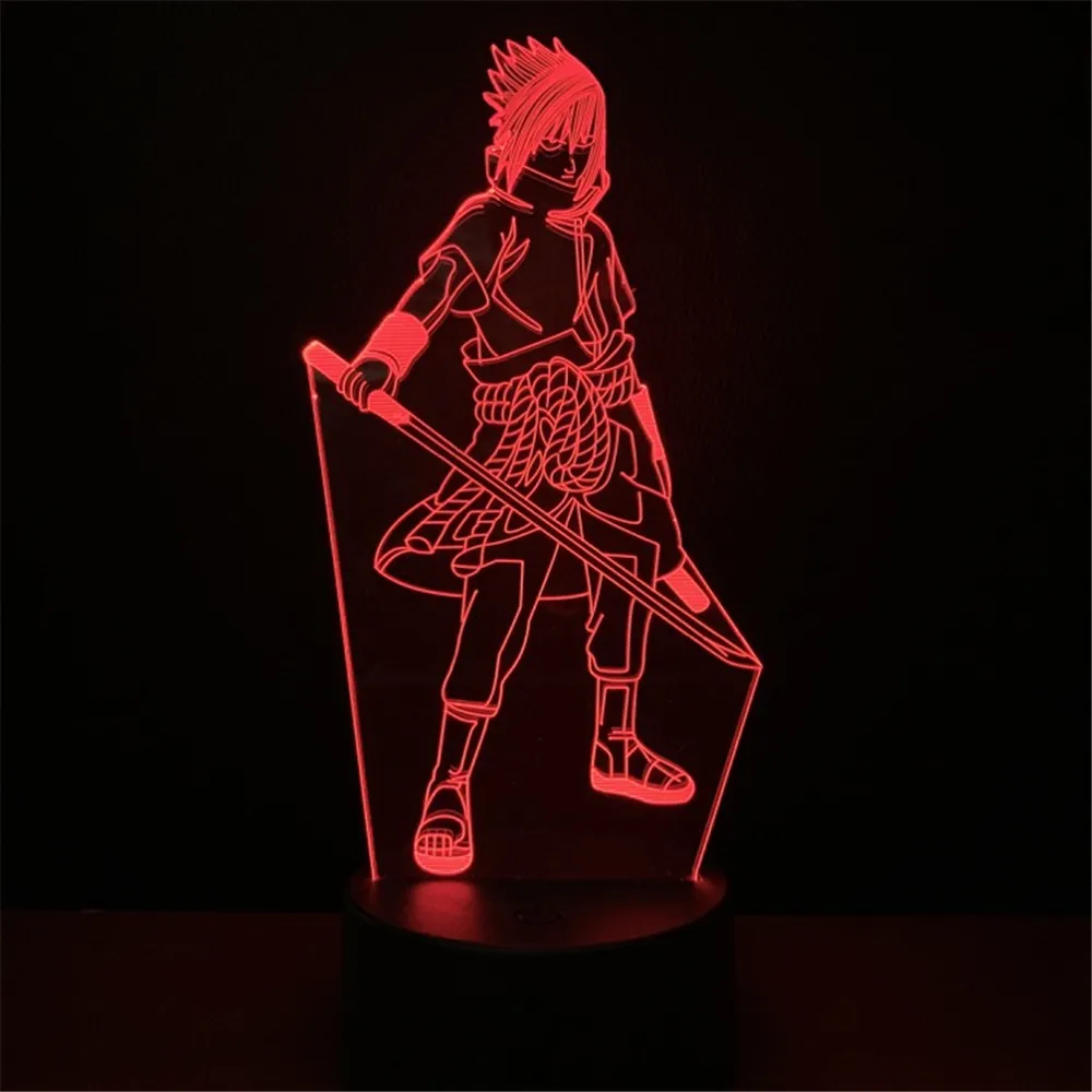 Uchiha Sasuke настольная лампа Lampara Naruto аниме фигурка детская спальня светодиодное