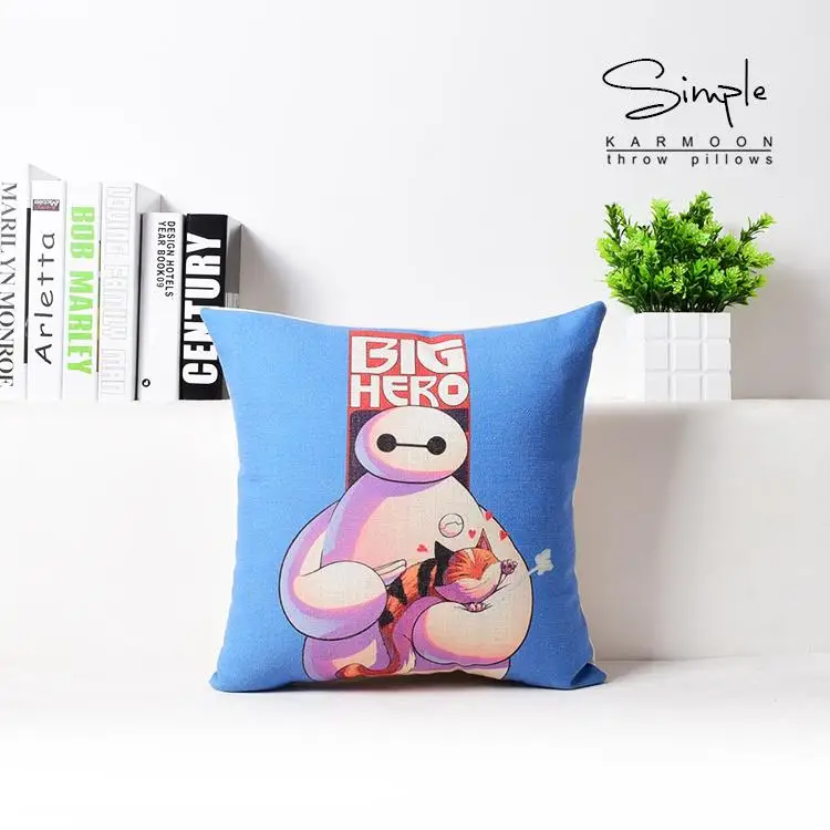 Подушка Big Hero Baymax американская аниме мультяшная льняная наволочка декоративные