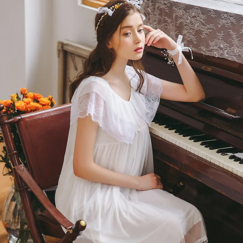 2019 сладкий v-образным вырезом одежда для сна Ночное платье Винтаж Ночная сорочка