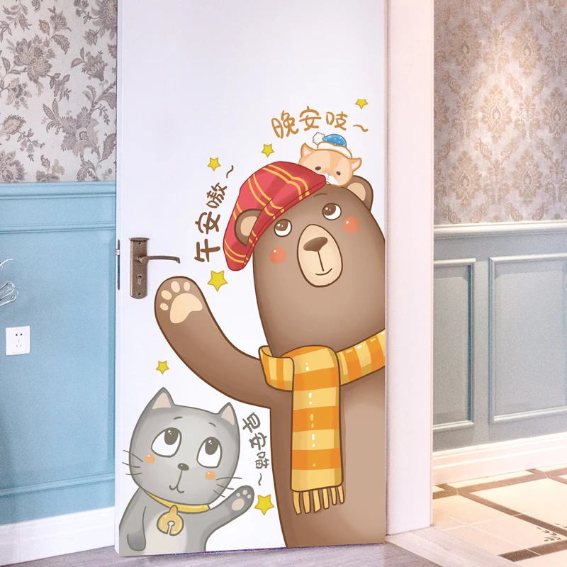 [Shijuekongjian] кошки наклейки на стену в виде медведя DIY мультфильм настенные с