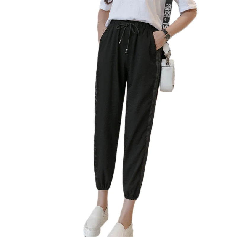 

Cotton Linen Harem Pants Elastic High Waist Pants For Women Summer Harajuku Women Pants