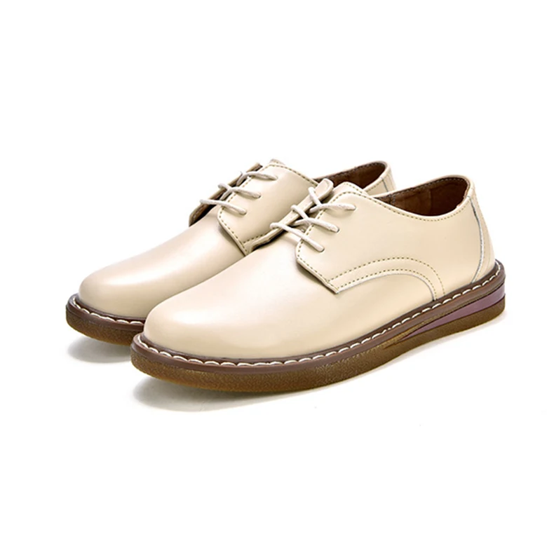 Beige Ariari/; Весенняя женская повседневная обувь; кроссовки на шнуровке; женская обувь из натуральной кожи на плоской подошве; женские лоферы; Туфли-оксфорды; Размеры 35-41 - Цвет: Beige