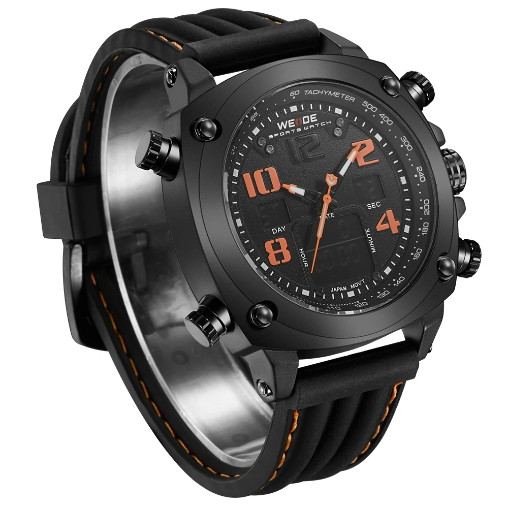 WEIDE Элитный бренд Для мужчин Спортивные часы кварцевые Светодиодные Военная Униформа Открытый Повседневное