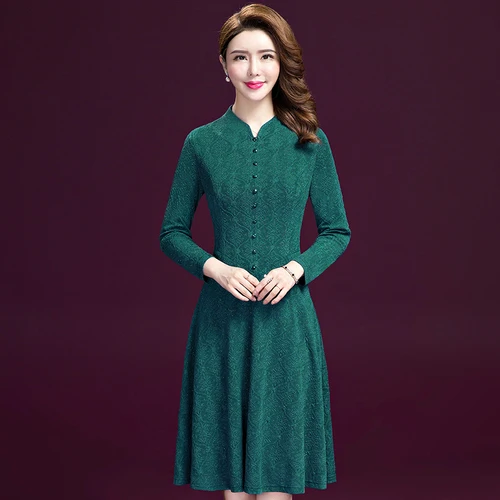 Женское однотонное платье с v образным вырезом зимнее приталенное зеленое Xxxxxl