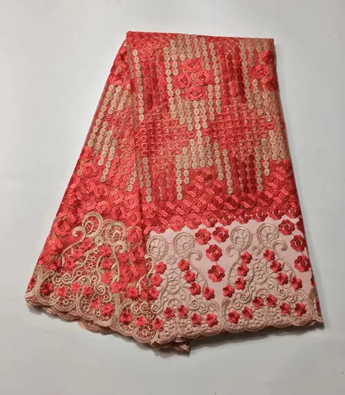 Оптовая продажа Нигерии кружевной ткани 2017 белый вышитый отделкой Африканский