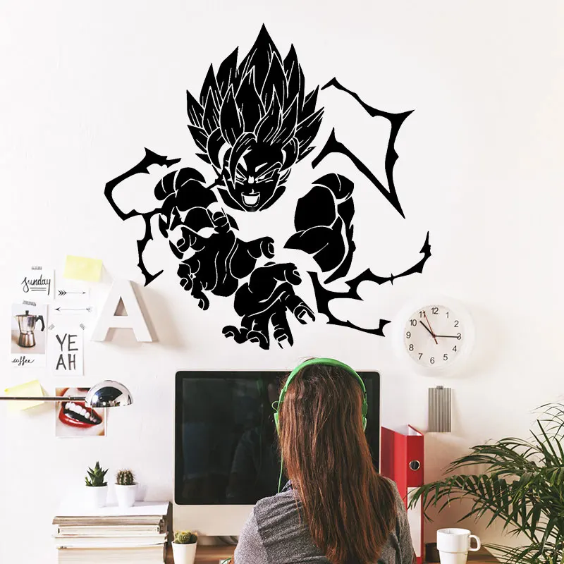 Черный Веджета супер сайян виниловая наклейка на стену-Dragon Ball Z, DBZ аниме стикер на стену для автомобиля стекло автомобиля грузовика водонепроницаемый LZ24 - Цвет: Черный