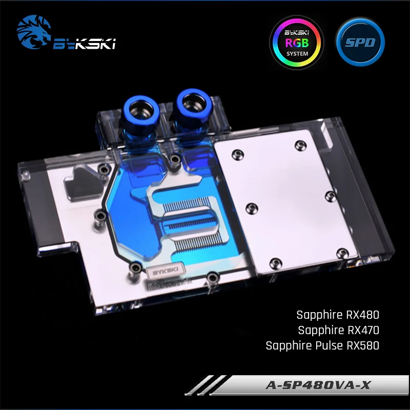 

Видеокарта Bykski с полным покрытием, блок водяного охлаждения RGB/RBW для Sapphire RX480/470, кулер для графического процессора Pulse RX580 VGA