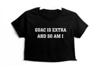 skuggnas guac is extra and so am i graphic print womens cropped t shirt short sleeve fashion tumblr casual tops pink sarcastic