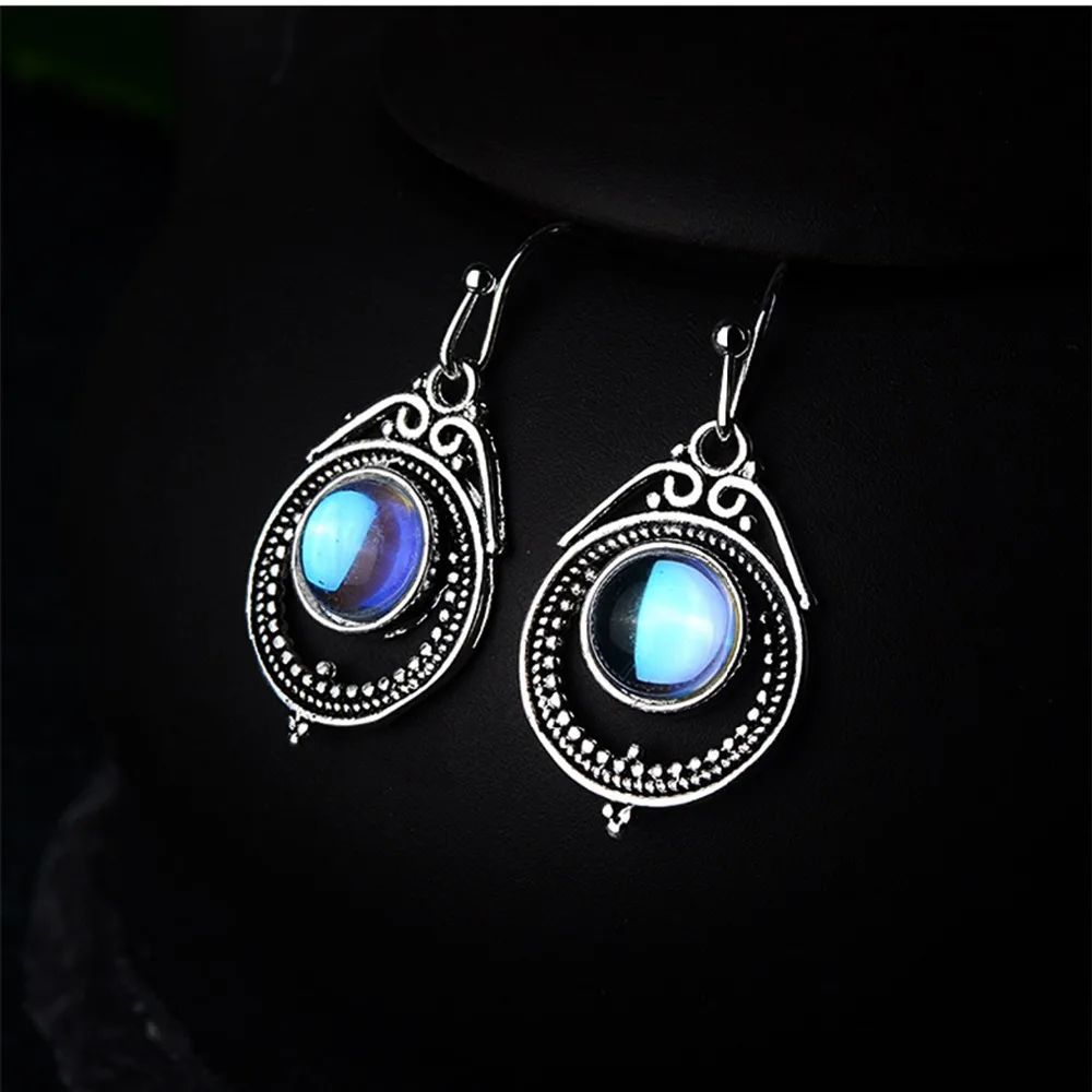 Винтажные мумбайские серьги из лунного камня Европа и Америка женские ручной