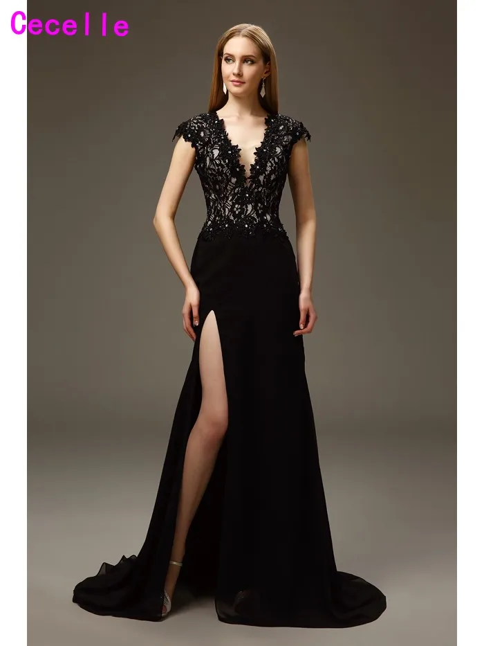 2019 элегантные черные длинные пикантные Русалка Мать невесты платья Глубокий V