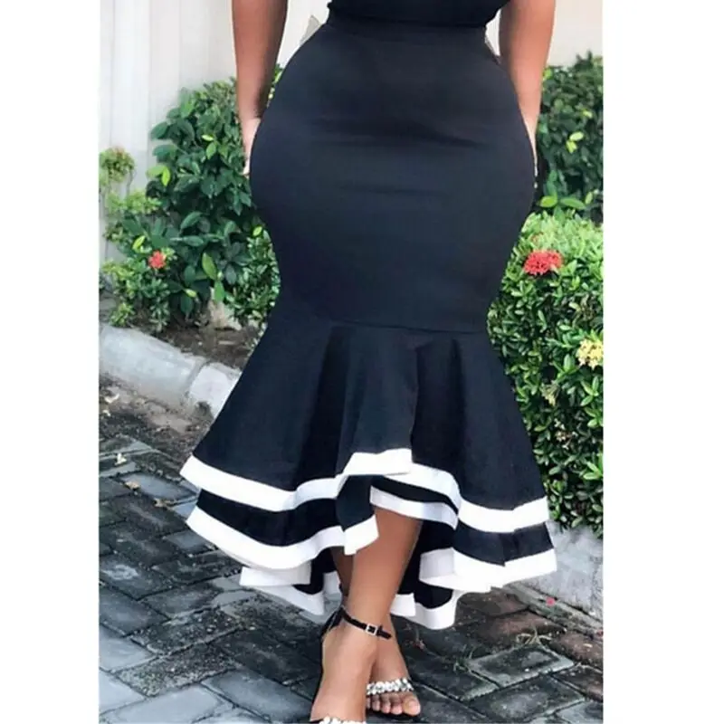 

2019 Fashion Oversize Womens Skirts Black Winter Mermaid High Waist Top Quality Office Ladies Elegant Bandage Skirt Women Party