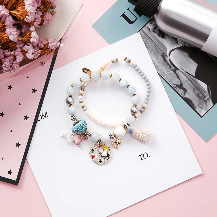Богемные Boho кролик звёзды часы Девушка кисточкой браслеты с подвесками