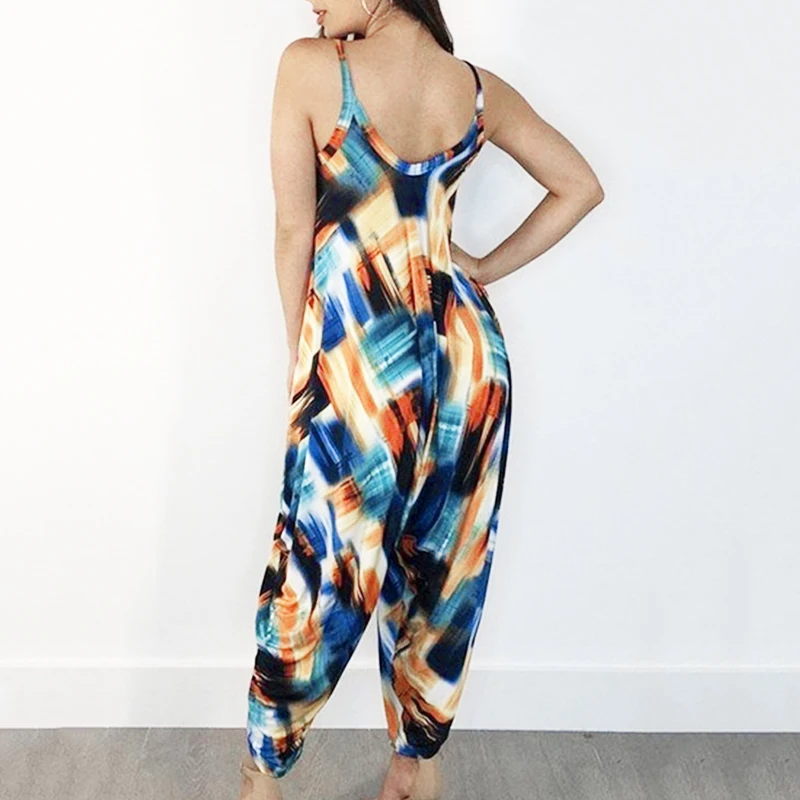 Большие размеры женский комбинезон полиэстер летние свободные пляжные вечерние